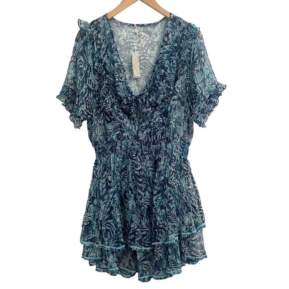 Poupette St Barth Handmade Alyson Mini Dress Silk Crinkle Women’s Sz Medium - Picture 1 of 12
